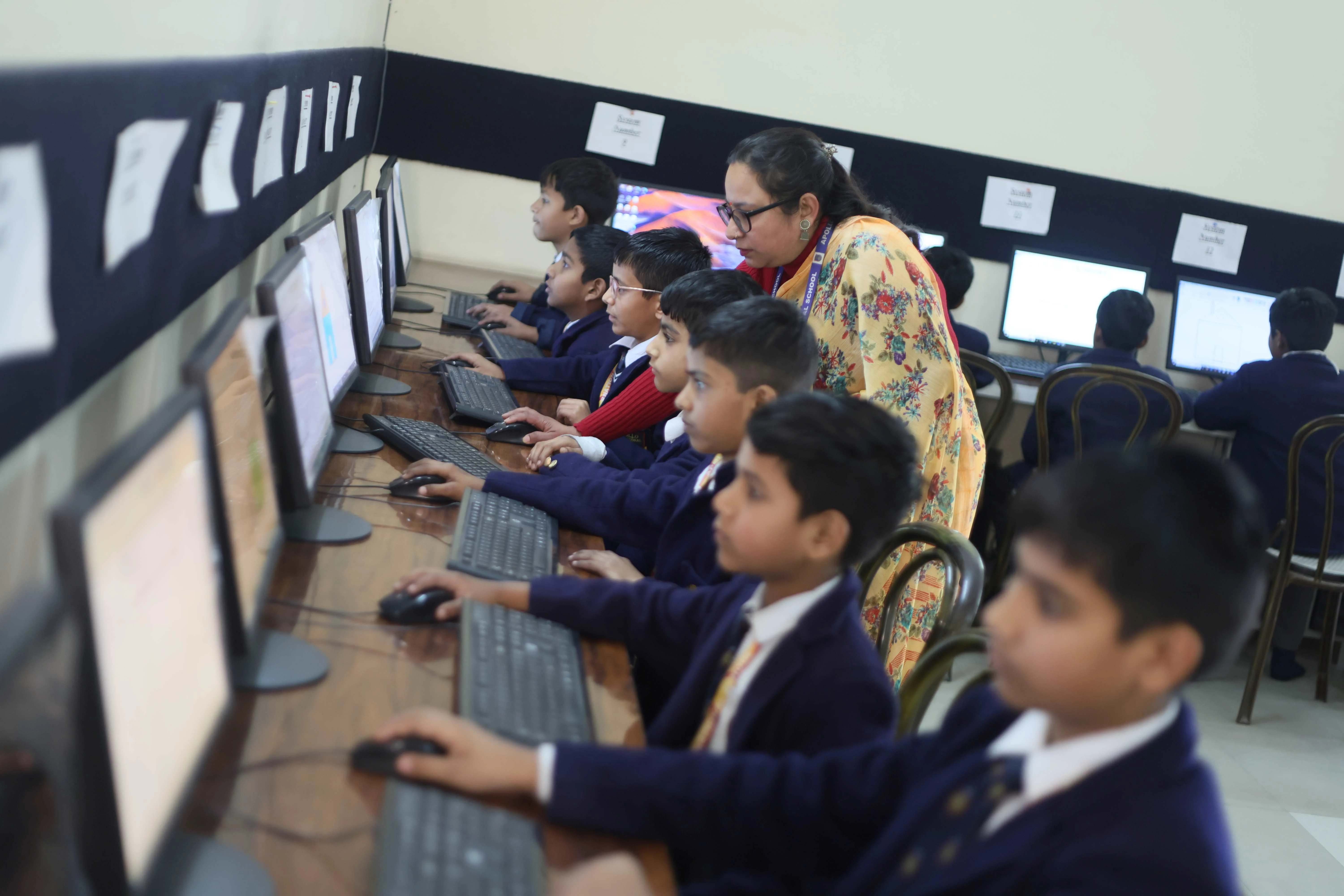 Smart classroom with digital board at Apollo International School in Dehradun